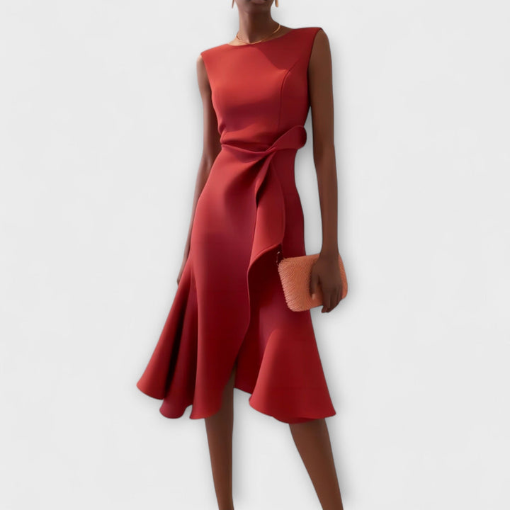 Eleanor | Dames Draped Asymmetrische Midi-jurk
