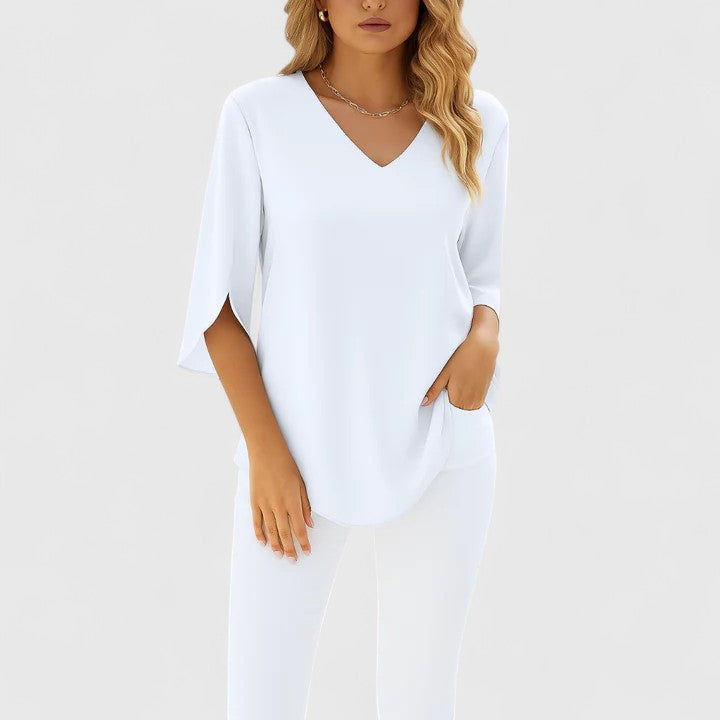 Violetta | Verfijnde V-Hals Blouse