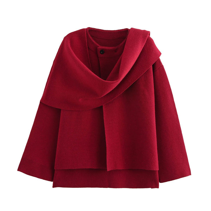 Dames Cape met Draperiekraag en Wijde Mouwen