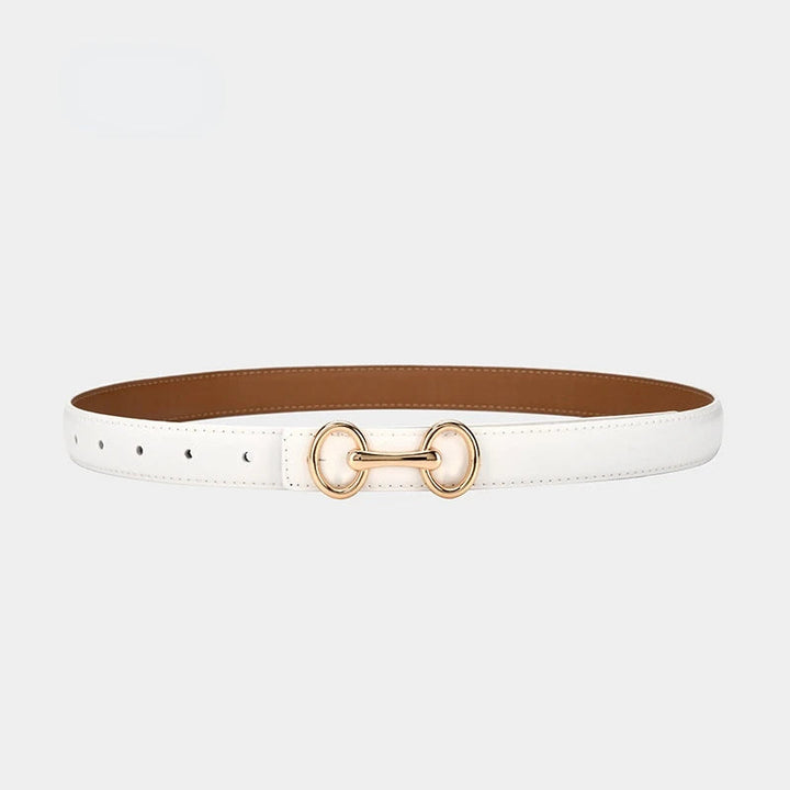 Dames Leren Riem met Dubbele Ring Gesp Smal