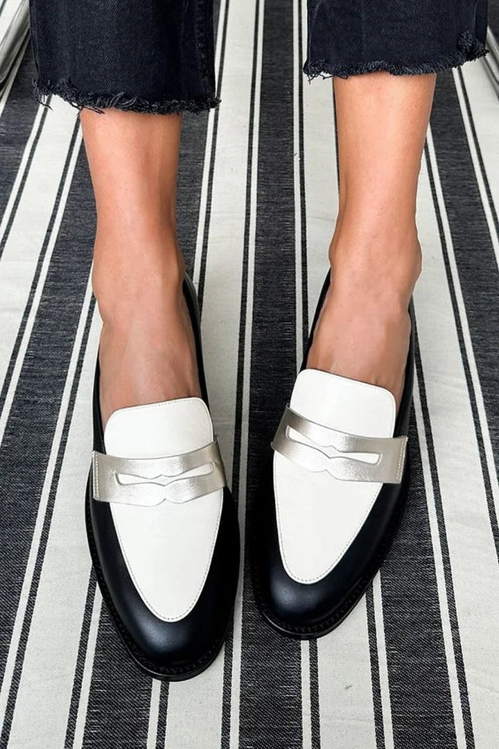 Dames Loafers Tweekleurig met Metallic Detail