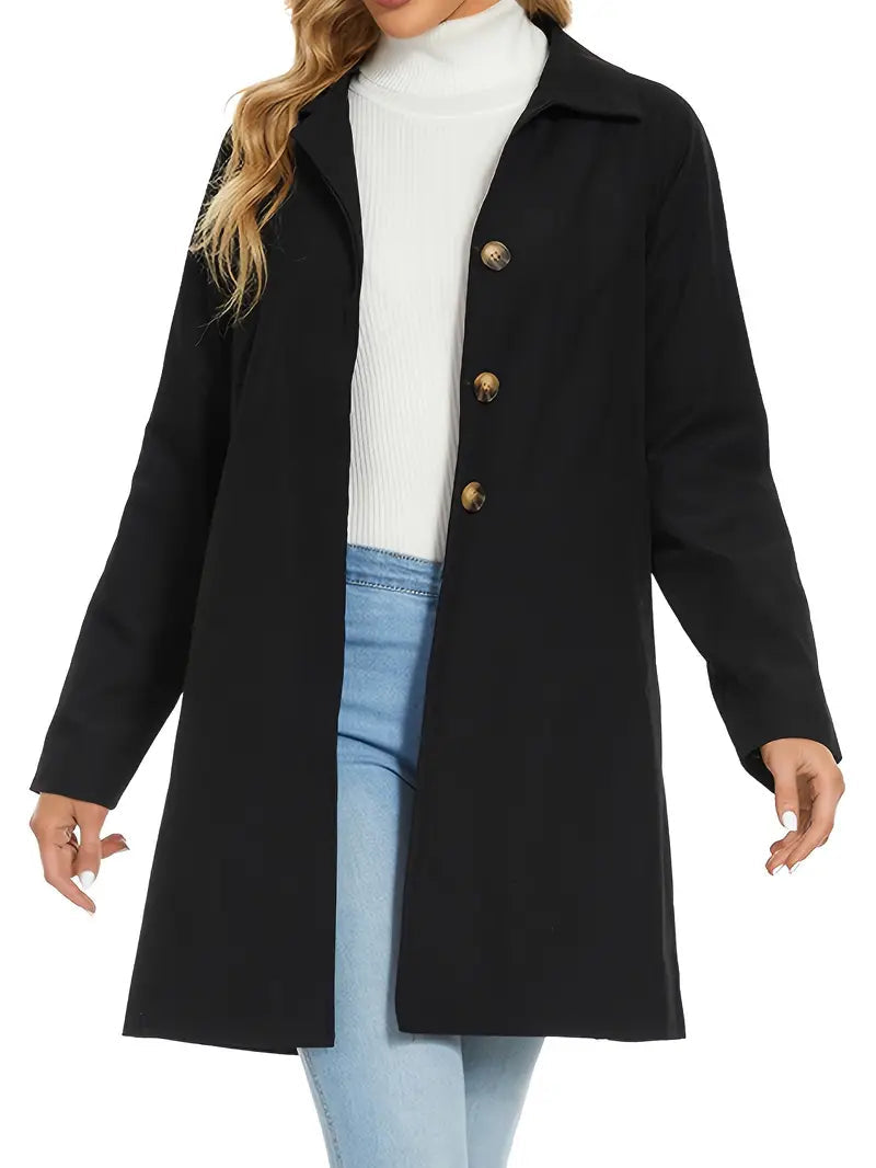 Dames Lange Trenchcoat met Tailleband en Revers
