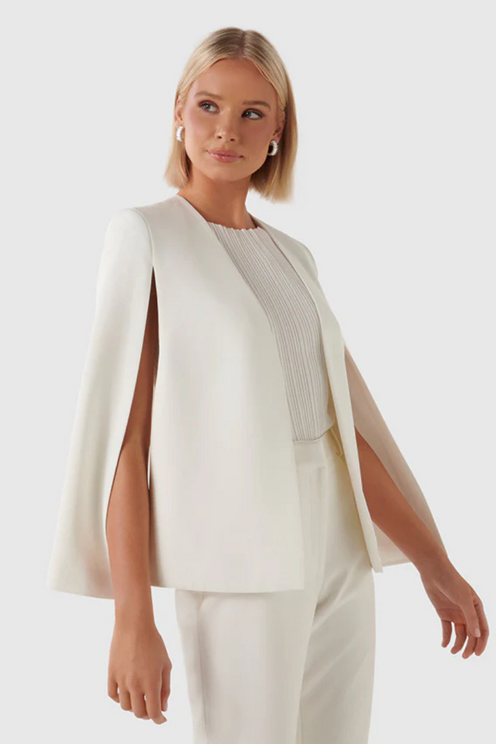 Dames Cape Blazer met Open Voorkant en Gespleten Mouwen