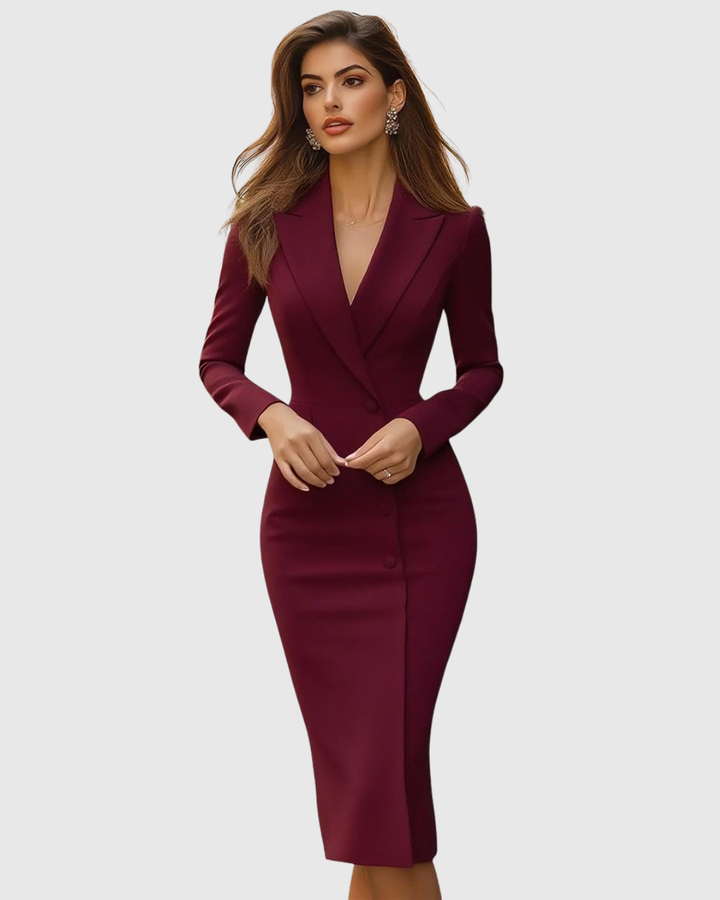 Seleneva | Elegante Getailleerde Midi Jurk