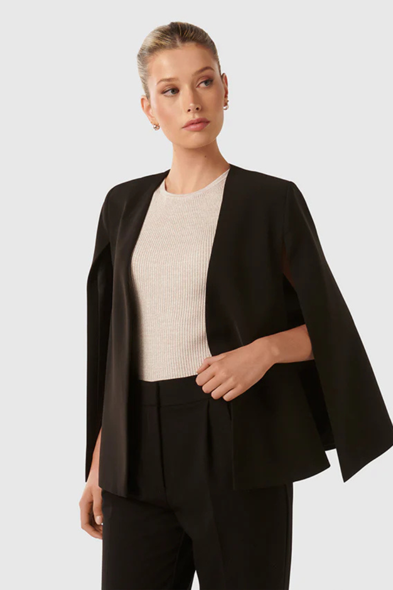 Dames Cape Blazer met Open Voorkant en Gespleten Mouwen