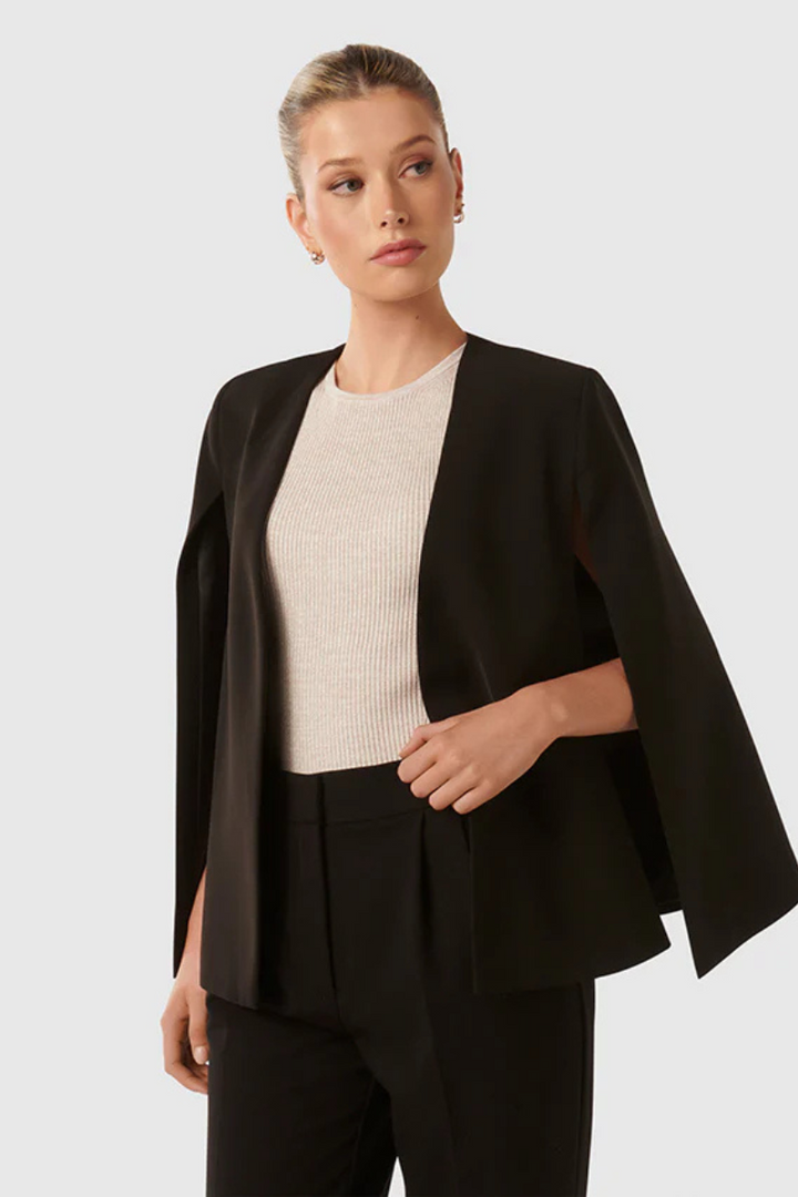 Dames Cape Blazer met Open Voorkant en Gespleten Mouwen
