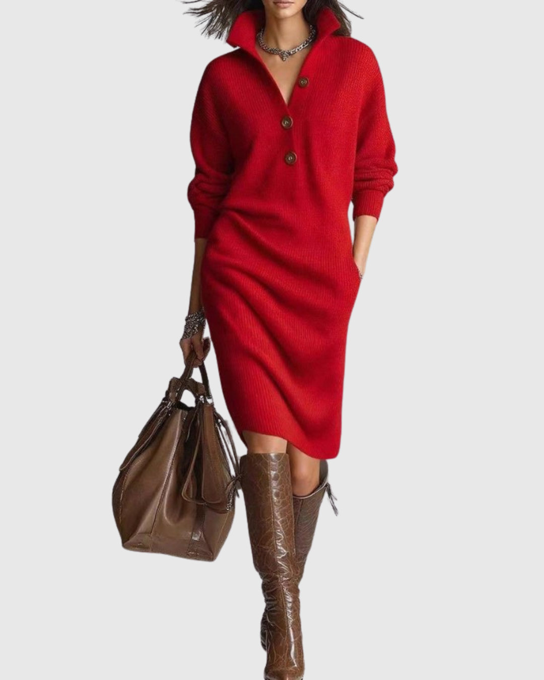 Arianell | Pure Wol Winter Gebreide Midi Jurk