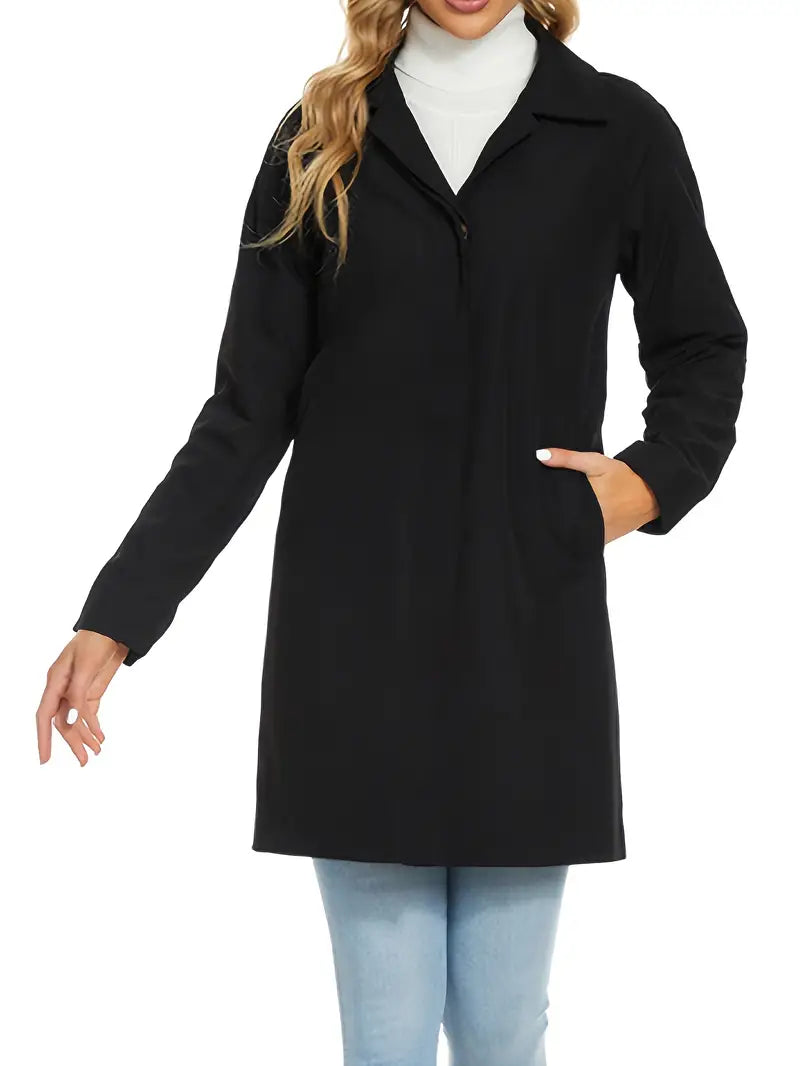 Dames Lange Trenchcoat met Tailleband en Revers