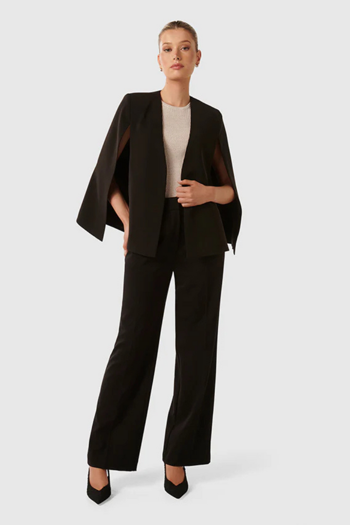 Dames Cape Blazer met Open Voorkant en Gespleten Mouwen