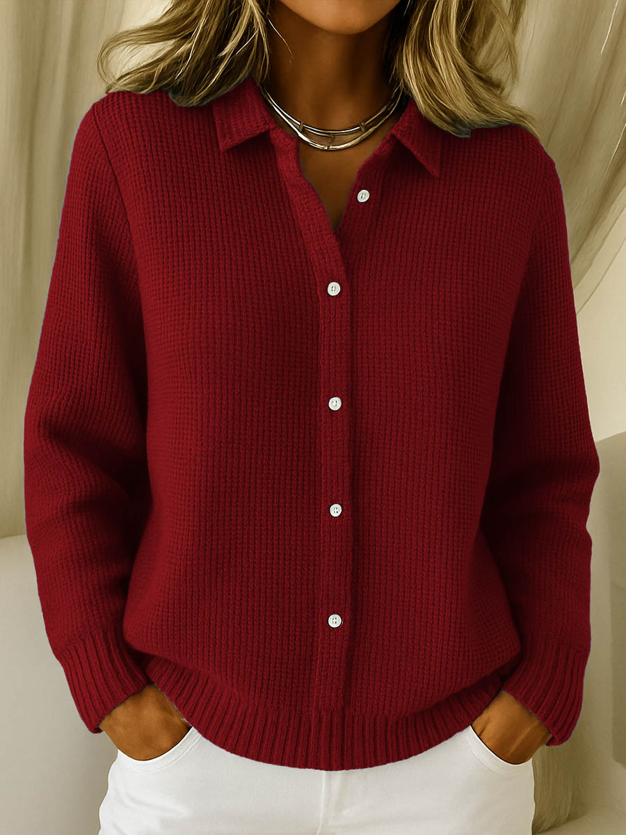 Lisa | Klassieke Gebreide Knopen Cardigan