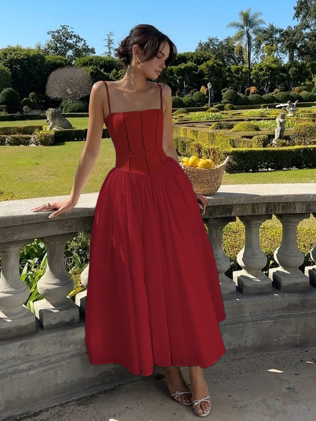 Gabriella | Elegante Corset Midi-jurk voor Bruiloftsgasten