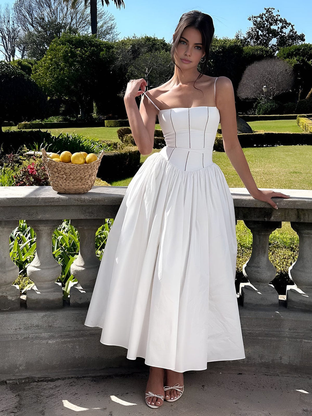 Gabriella | Elegante Corset Midi-jurk voor Bruiloftsgasten