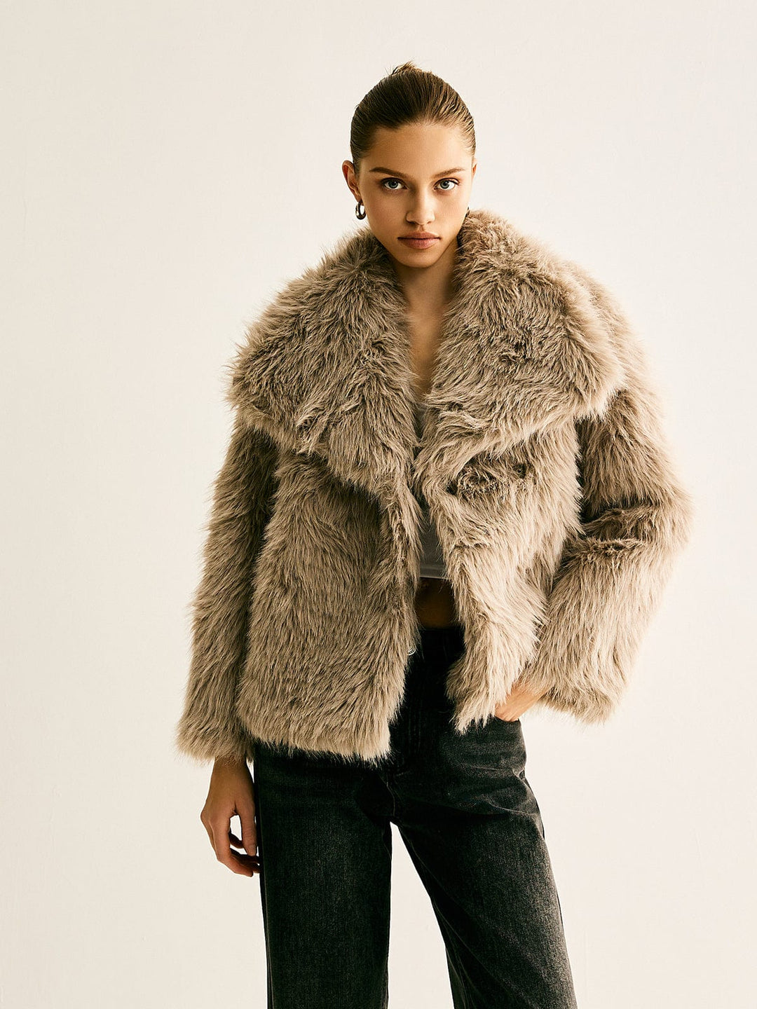 Dames Teddy Korte Jas met Oversized Pasvorm