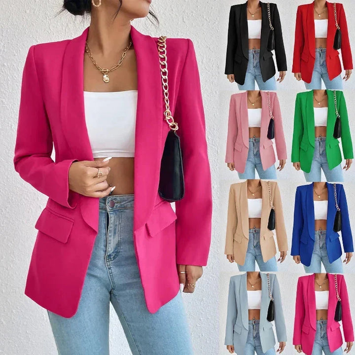 Dames Blazer met Open Voorkant en Lange Lengte