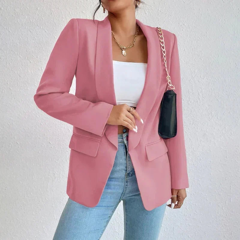 Dames Blazer met Open Voorkant en Lange Lengte