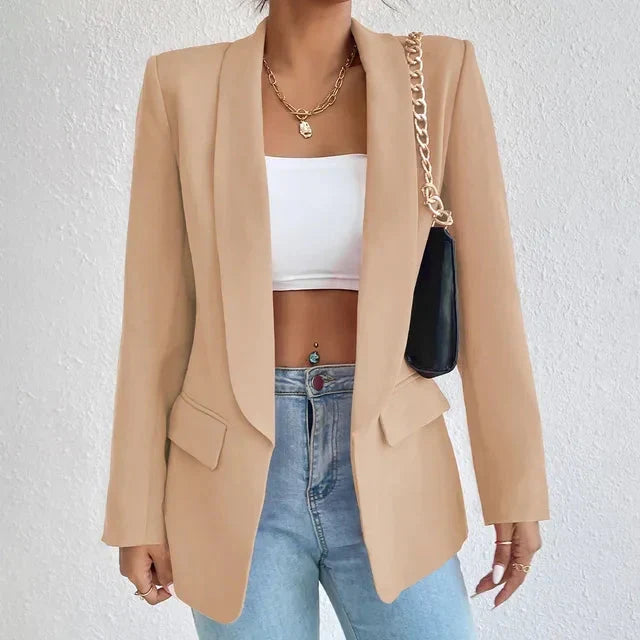 Dames Blazer met Open Voorkant en Lange Lengte