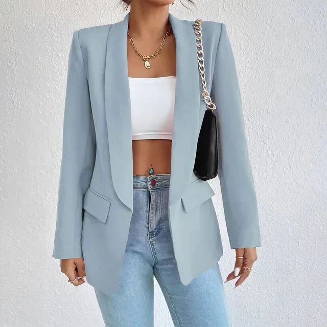 Dames Blazer met Open Voorkant en Lange Lengte