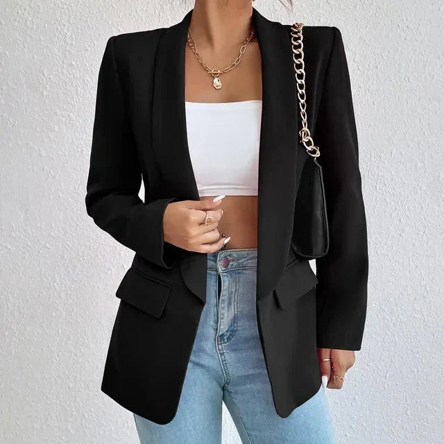 Dames Blazer met Open Voorkant en Lange Lengte
