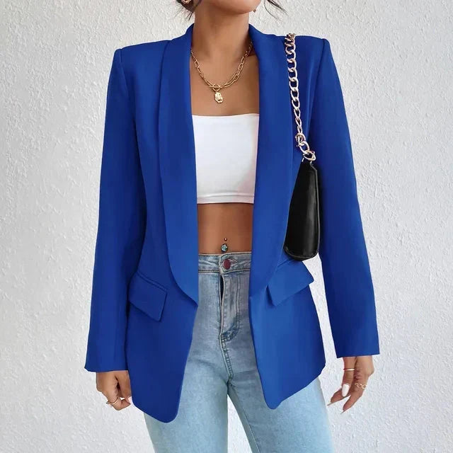 Dames Blazer met Open Voorkant en Lange Lengte