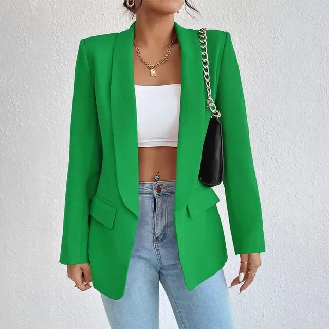 Dames Blazer met Open Voorkant en Lange Lengte