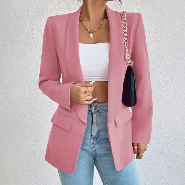 Dames Blazer met Open Voorkant en Lange Lengte