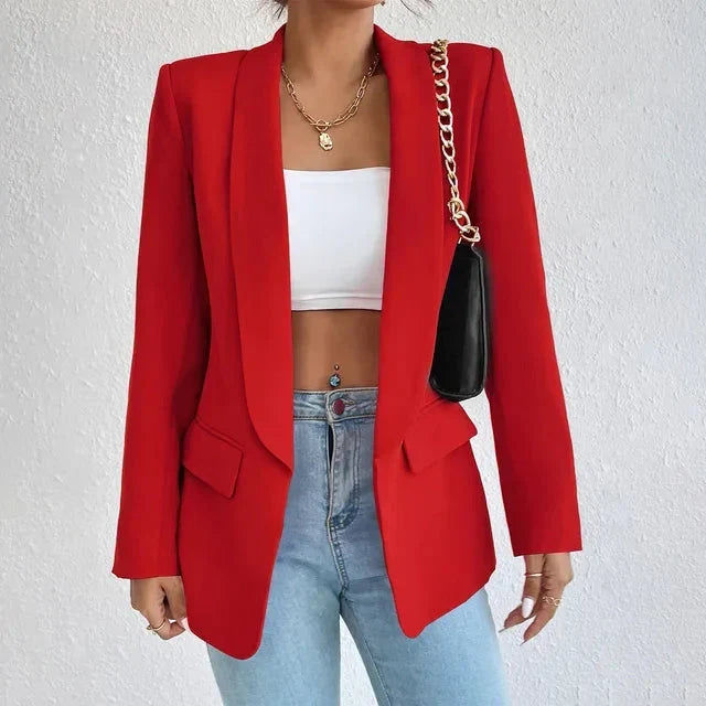 Dames Blazer met Open Voorkant en Lange Lengte