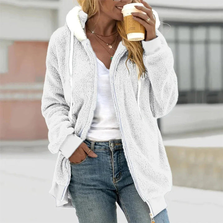 Dames Teddy Vest met Capuchon en Ritssluiting