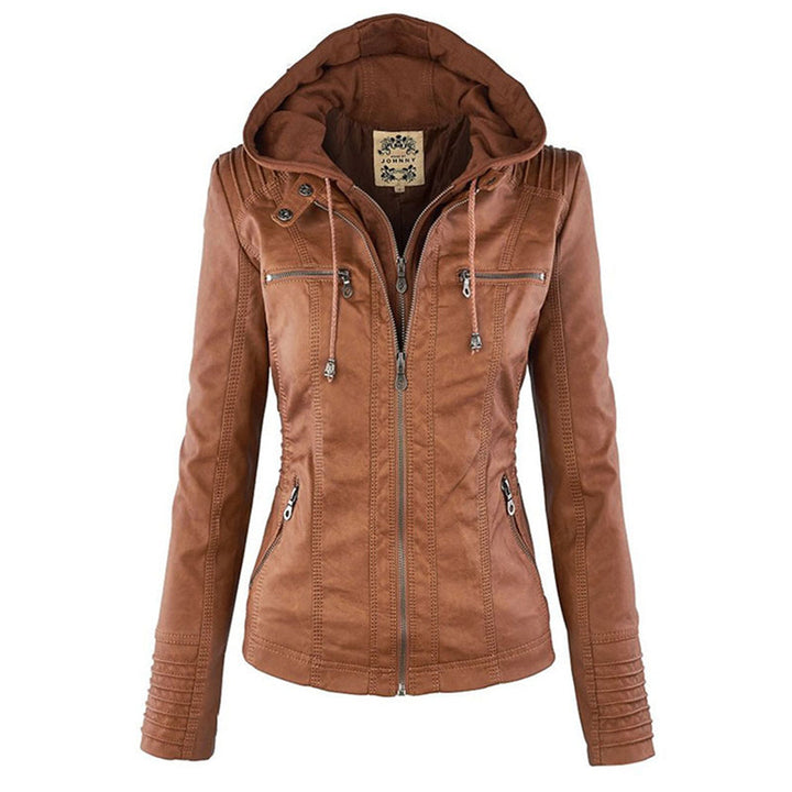 Dames Bikerjack met Afneembare Capuchon en Ritsdetails