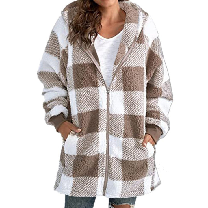 Arabella - Geruite Fleece Lange Mouwen Gewatteerde Jas