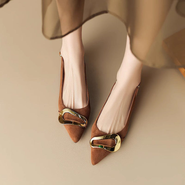 Damen Slingback Ballerinas mit eleganter Schnalle und spitzem Design Drune