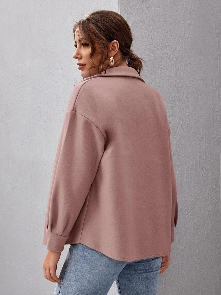 Dames Oversized Shacket met Knoopsluiting en Borstzakken