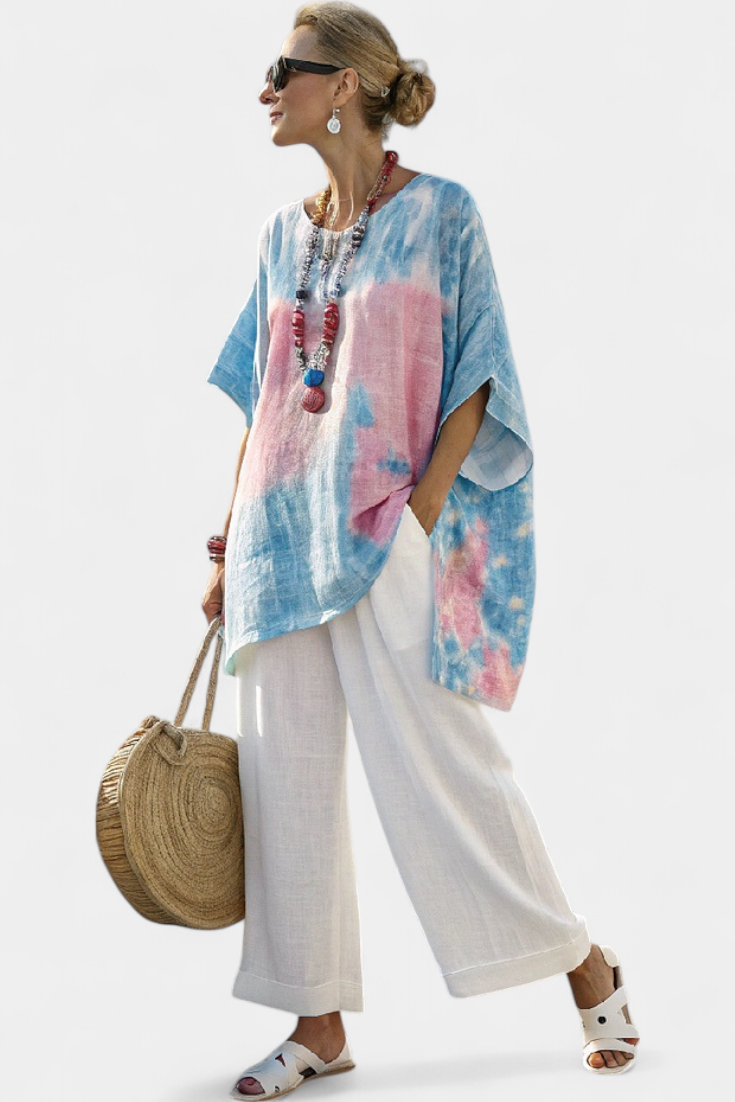 Vantrel | Comfortabele Relaxed Linnen Top & Gestreepte Bamboe Broek