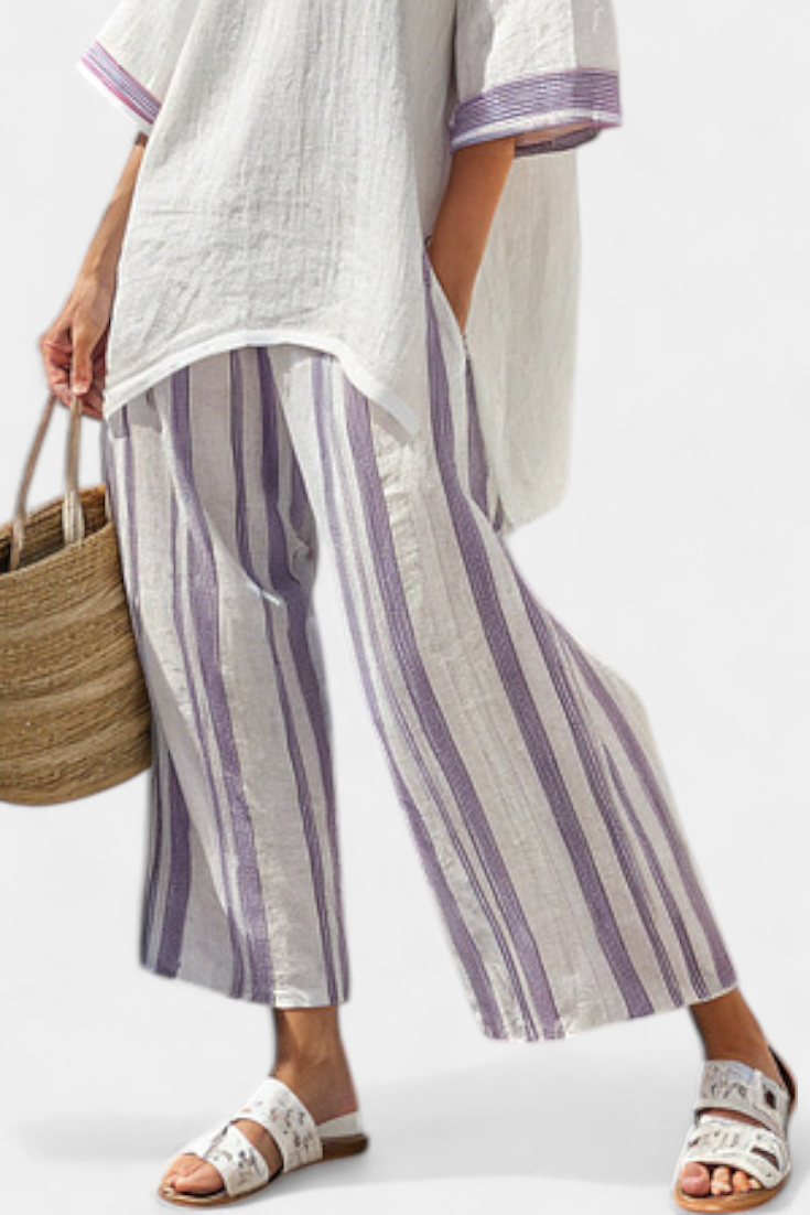 Luxmere | Comfortabele Relaxte Blouse & Gestreepte Bamboobroek