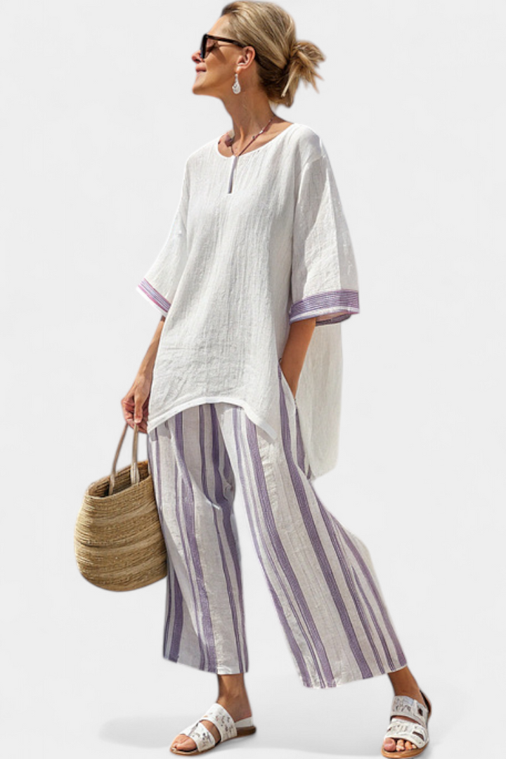 Luxmere | Comfortabele Relaxed Blouse & Gestreepte Bamboobroek