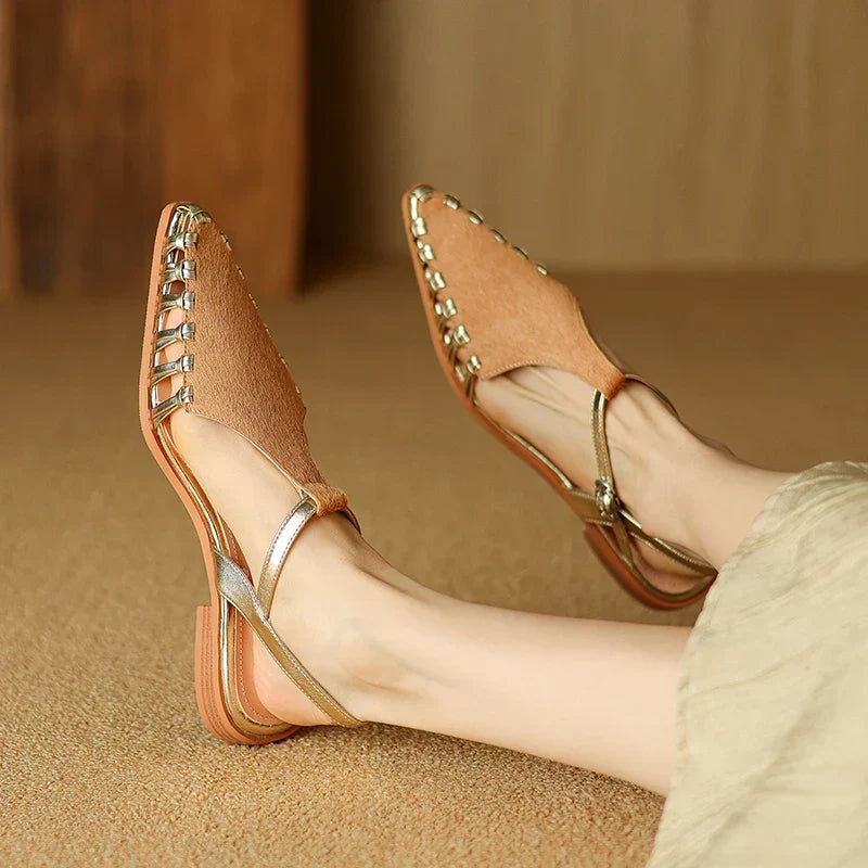 Dames Slingback Pumps met Puntige Neus en Sculpturale Hak