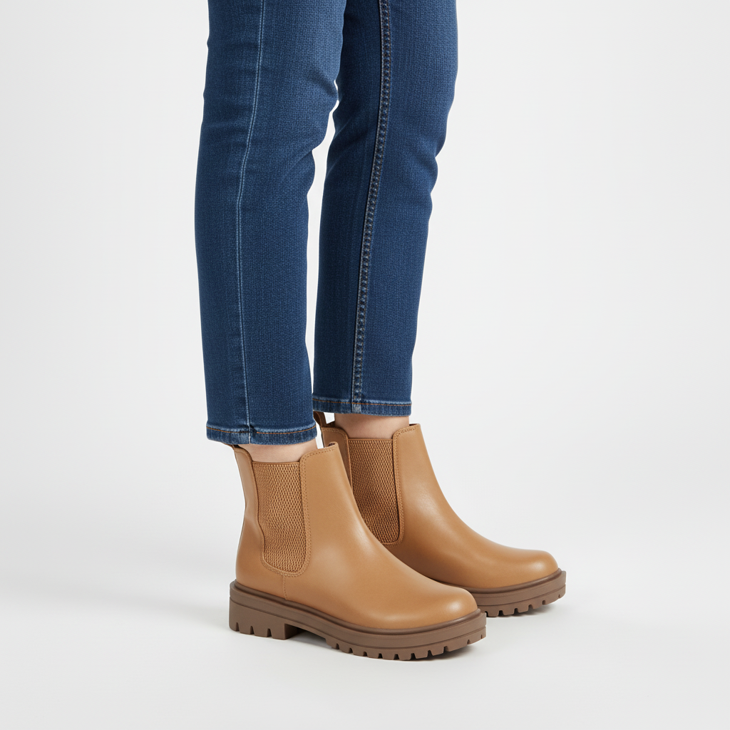 Dames Chelsea Boots met Plateauzool en Elastische Inzet