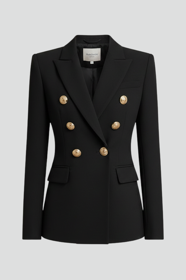 Rebecca | Vrouwen Dubbelzijdige Blazer met Gouden Knopdetails