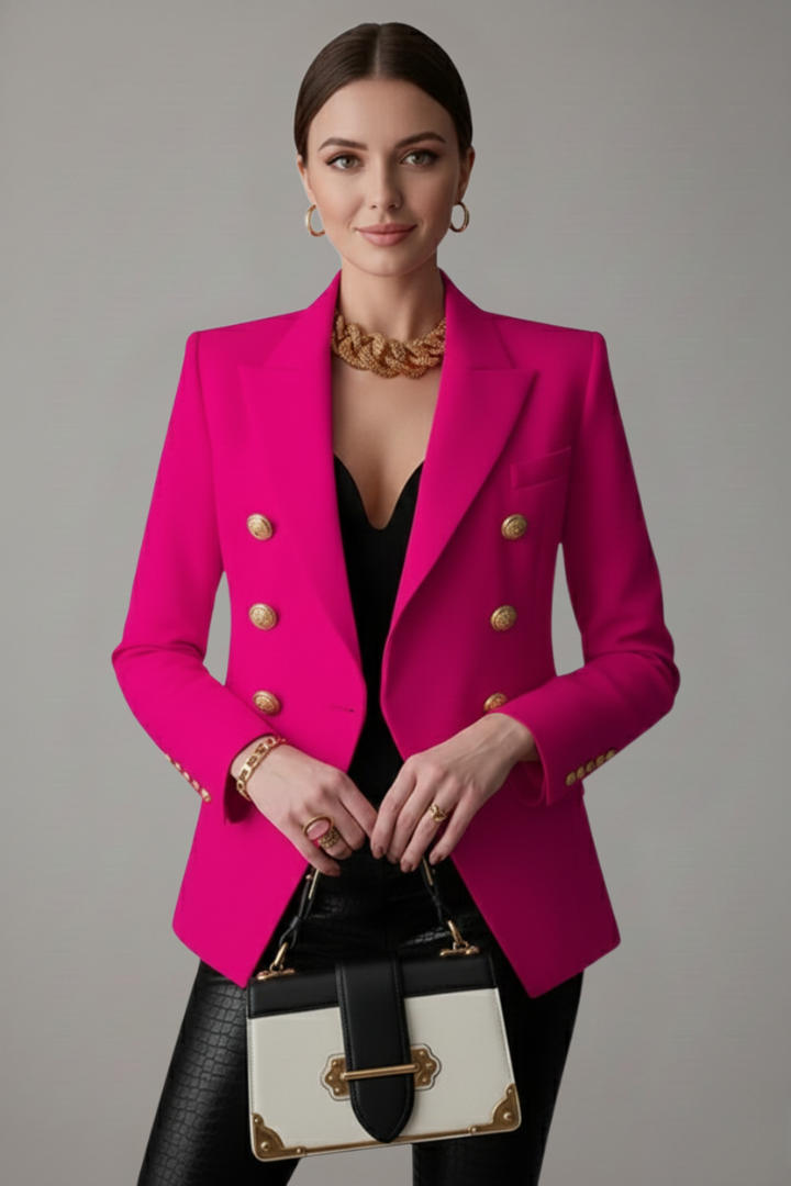 Rebecca | Vrouwen Dubbelzijdige Blazer met Gouden Knopdetails