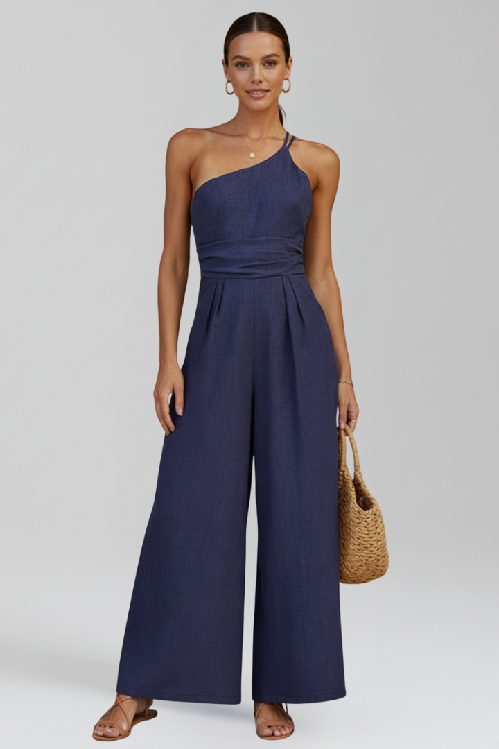 Claire | Dames Eén-Schouder Wide-Leg Jumpsuit