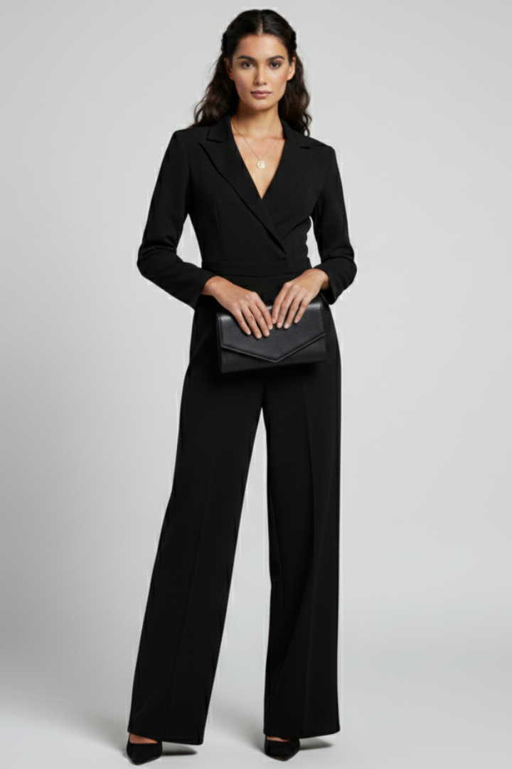 Charlotte | Dames Wrap-Front Tailored Wide-Leg Jumpsuit