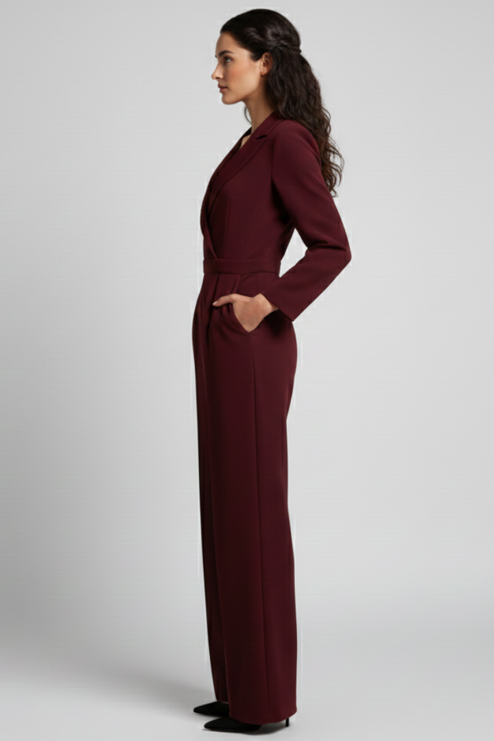 Charlotte | Dames Wrap-Front Tailored Wide-Leg Jumpsuit