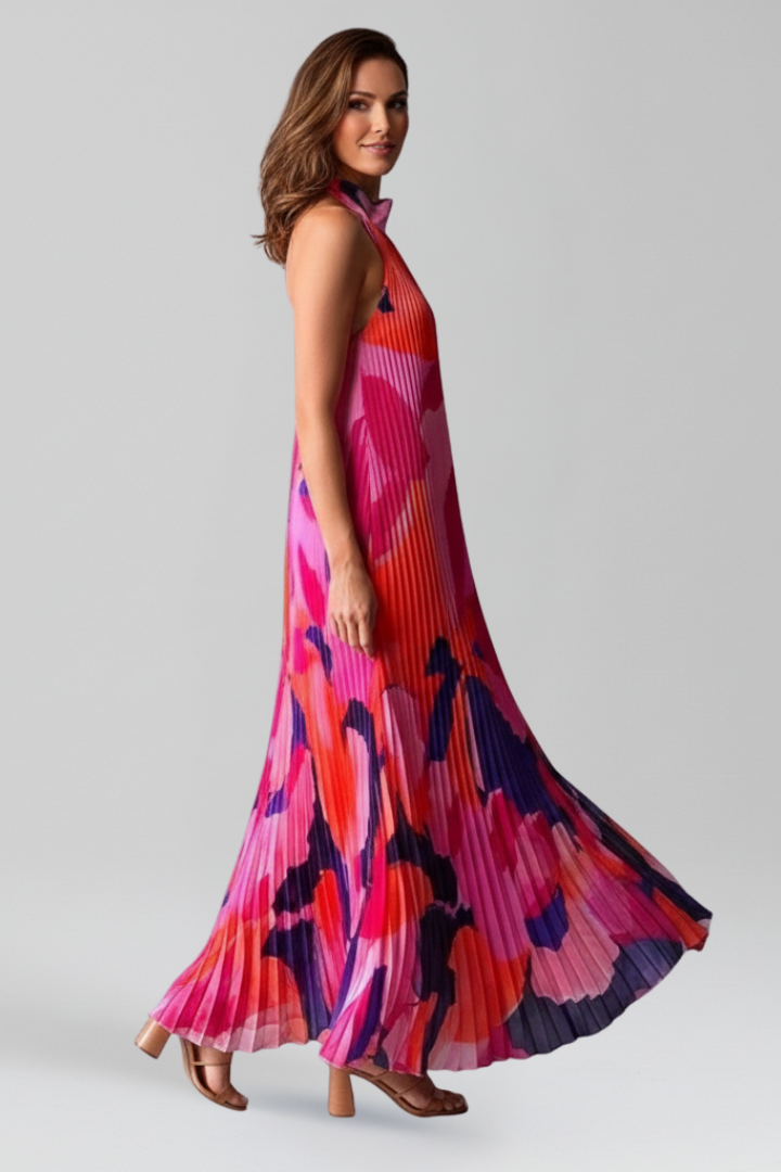 Payton | Dames Mouwloze Plissé Rok Maxi Jurk