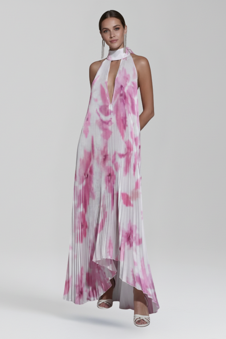 Payton | Dames Mouwloze Plissé Rok Maxi Jurk
