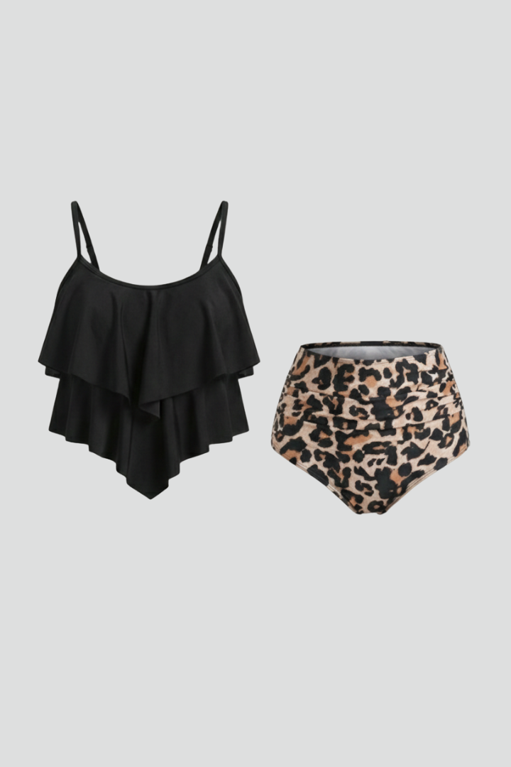 Claire | Dames Ruches Top Tankini Set met Hoge Taille Onderdeel
