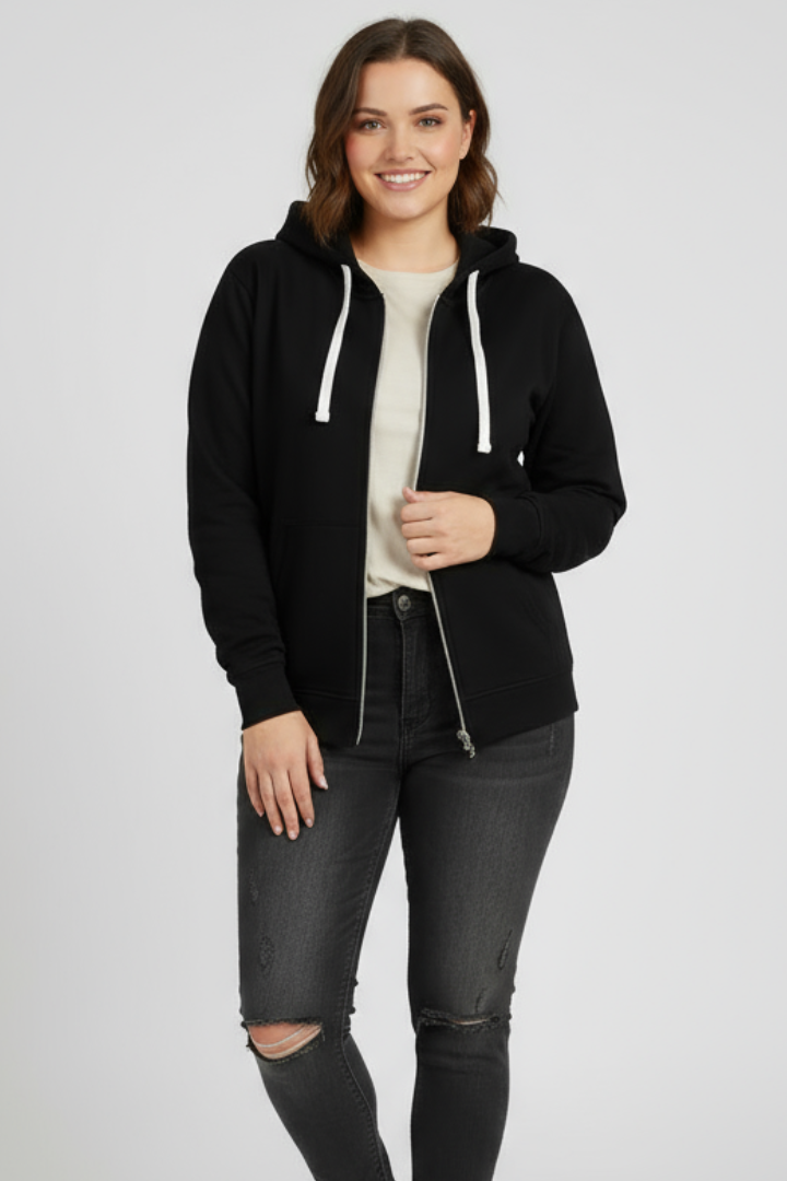 Hailey | Dames Zip Hoodie met Trekkoordcapuchon en Voorzakken