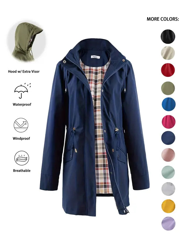 Qing - Casual Trekkoord Rits Hoodie Trenchcoat