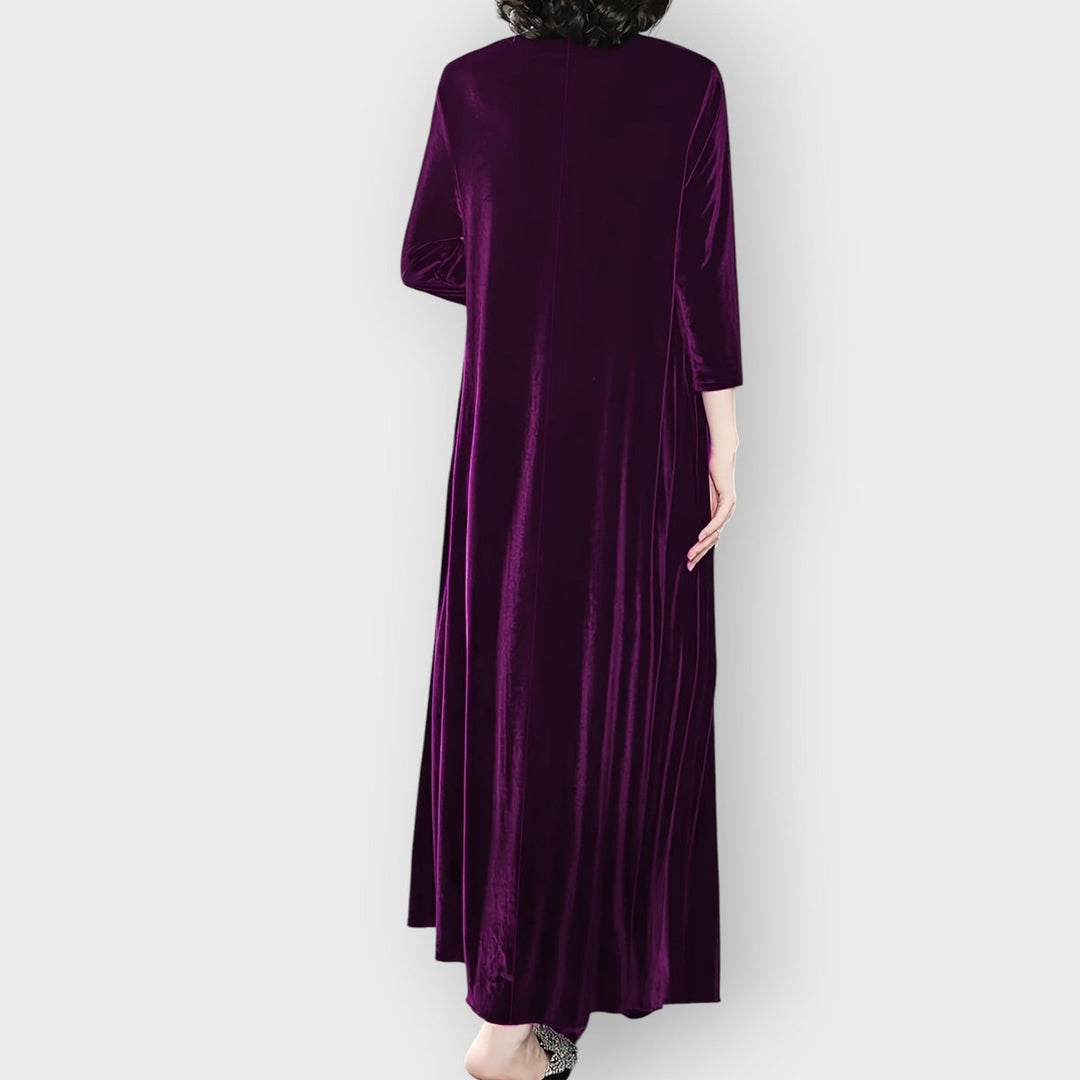 Dames Maxi-jurk met 3/4 Mouwen en Ronde Hals