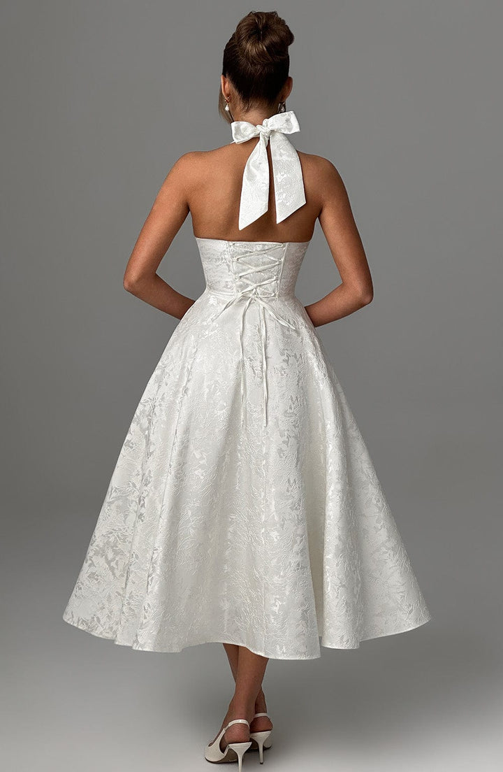 Kimberly | Dames Bruids Gast Jurk Halter Midi Jurk