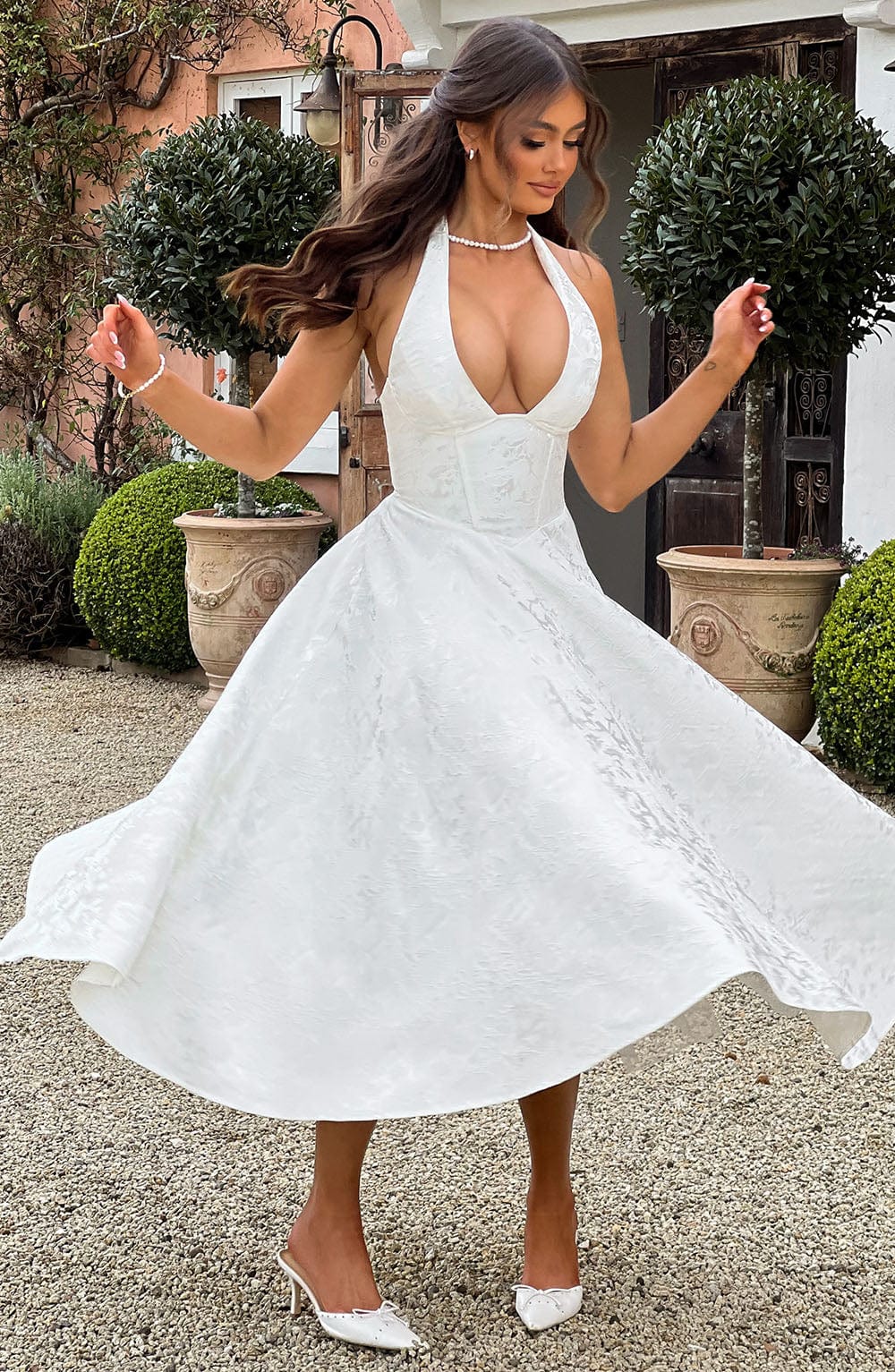Kimberly | Dames Bruids Gast Jurk Halter Midi Jurk