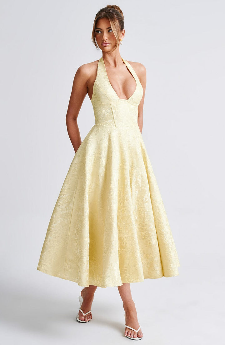 Kimberly | Dames Bruids Gast Jurk Halter Midi Jurk